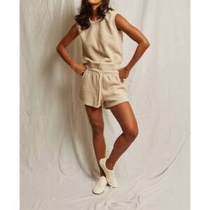 perfectwhitetee Plush High-Waist Lounge Shorts in Cream